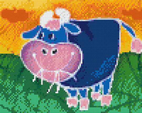 Blue Cow Four [4] Baseplate PixelHobby Mini-mosaic Art Kit